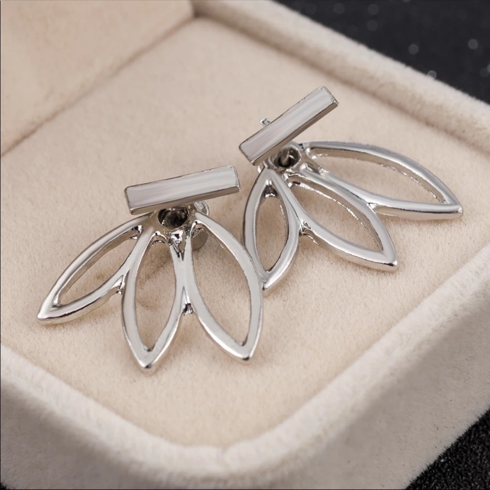 Silver or Gold Lotus Flower Stud Earrings